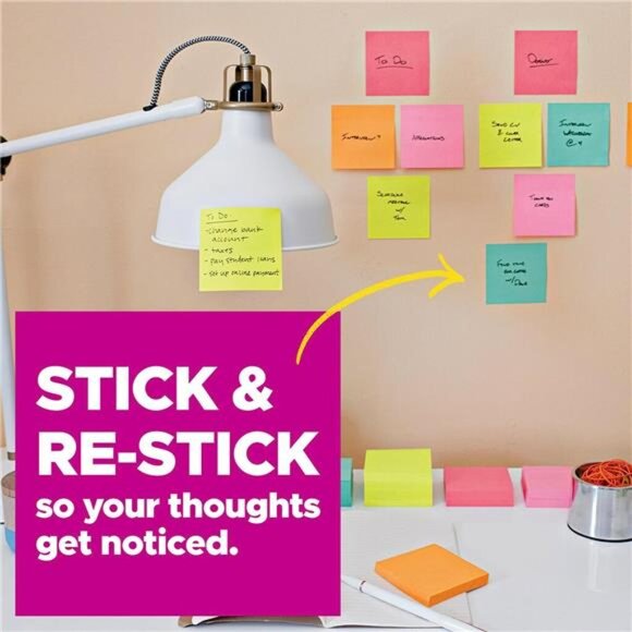 Post-it Super Sticky Notes, 3x3‎ in, Assorted Colors, 15 Pads, 45 Sheets/Pad - Picture 4 of 7